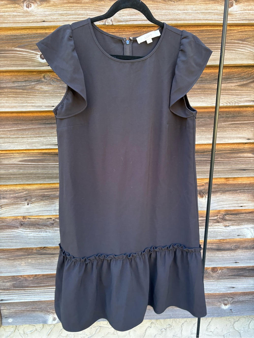 LOFT Black Ruffle Hem Sleeveless Dress